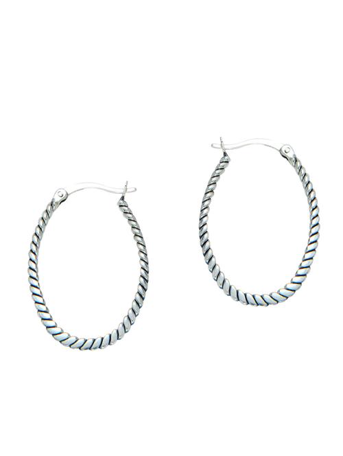 silver oxidized tear shape hoop earrings - 11780788 - Very Small Image - 1