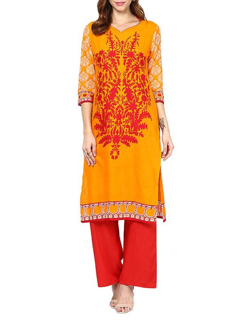 yellow kurta & plazzo set - 11782995 - Very Small Image - 1