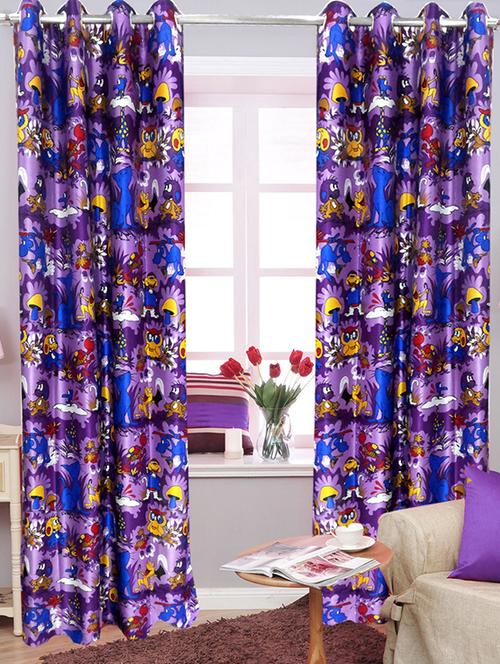 set of 2 purple polyester curtains - 11783205 - Very Small Image - 1