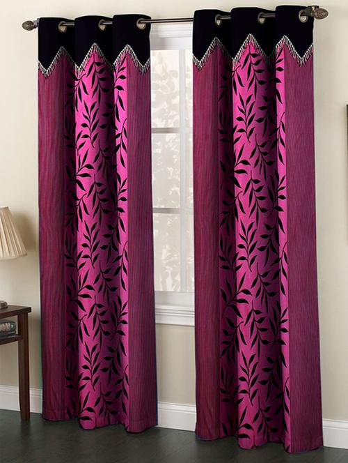 set of 2 pink polyester curtain - 11783221 - Very Small Image - 1