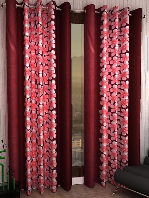 set of 2 red polyester curtain - 11783241 - Very Small Image - 1