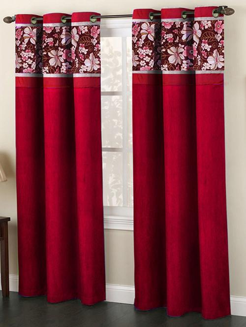 set of 2 red polyester curtain - 11783261 - Very Small Image - 1