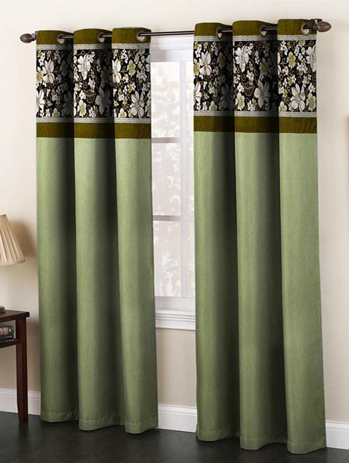 set of 2 green polyester curtain - 11783265 - Very Small Image - 1