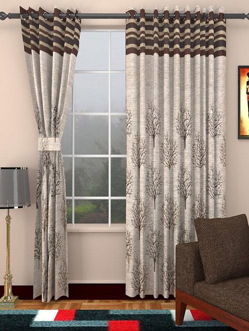 set of 2 beige polyester curtain - 11783266 - Very Small Image - 1