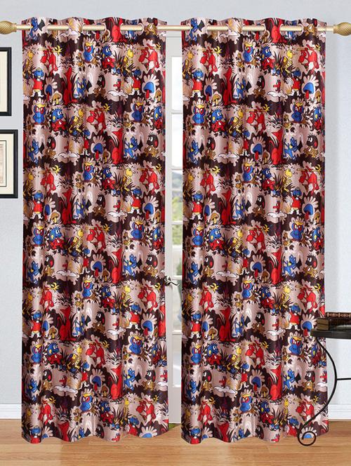 set of 2 multi colored jungle design polyester curtains - 11783267 - Very Small Image - 1