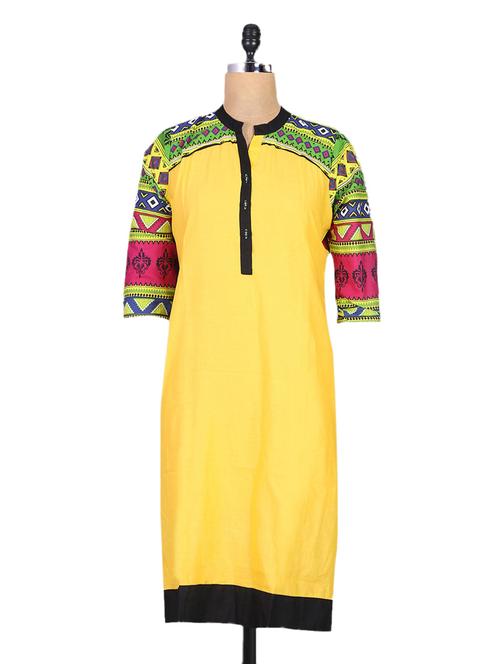 quarter sleeve printed kurti - 1178435 - Very Small Image - 1