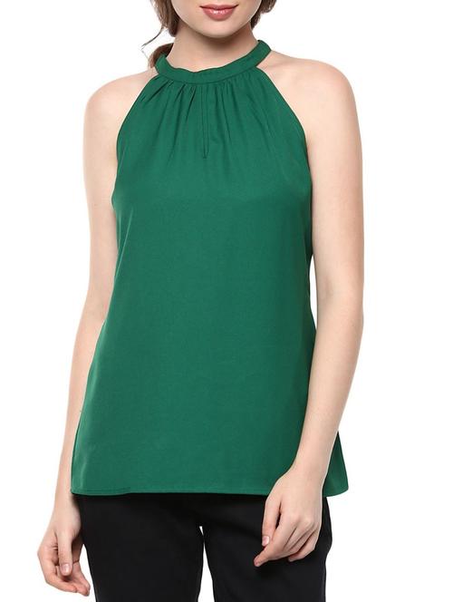 dark green sleeveless georgette top - 11785134 - Very Small Image - 1