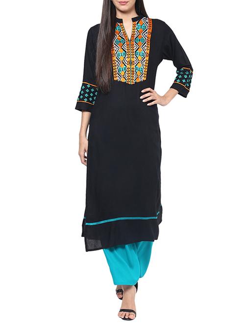 black kurta & plazzo set - 11785145 - Very Small Image - 1