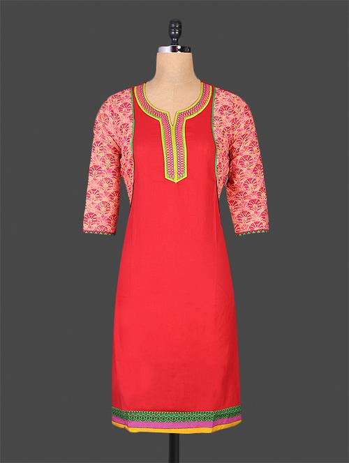 red printed cotton kurti - 1178696 - Very Small Image - 1