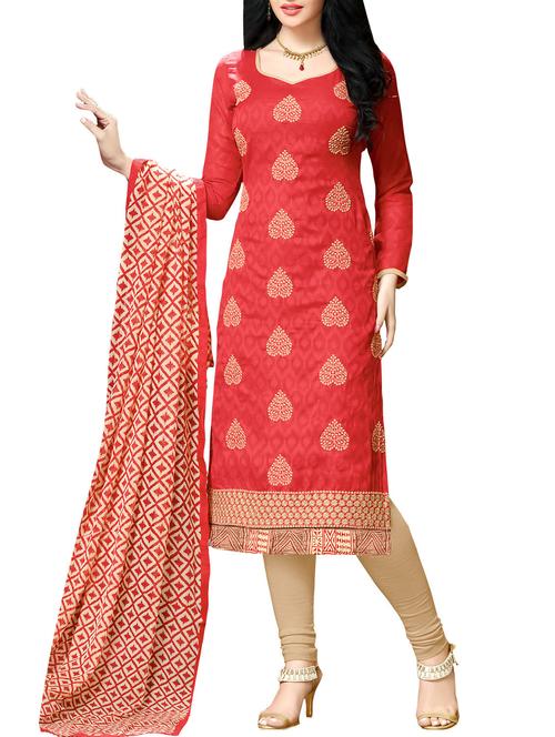 red viscose embroidered unstitched suit sets - 11787674 - Very Small Image - 1