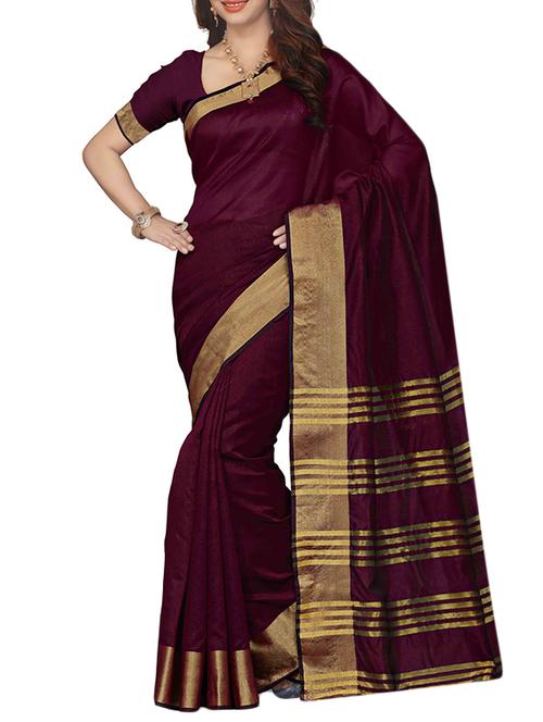 brown art silk bordered saree with blouse - 11788800 - Very Small Image - 1