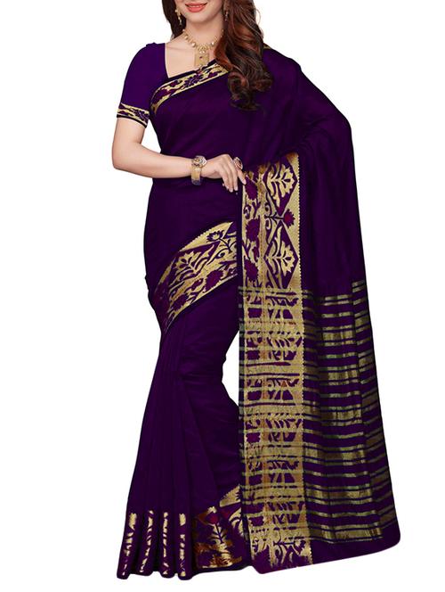 purple art silk bordered saree with blouse - 11788804 - Very Small Image - 1