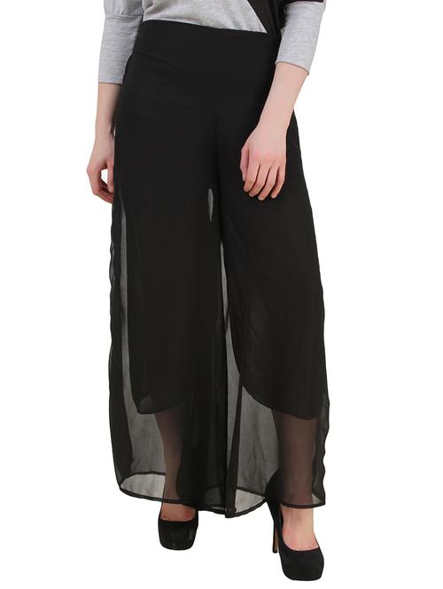 solid black georgette palazzo - 11789393 - Very Small Image - 1