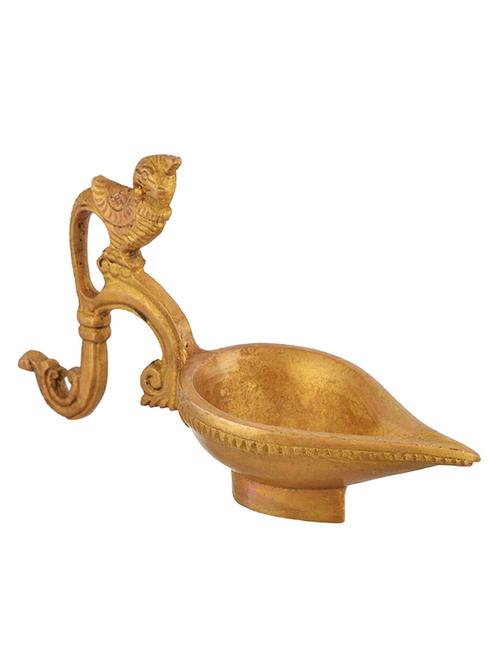 shopendhere brass diya holder (9 cm x 5 cm x 9 cm, bronze) - 11789436 - Very Small Image - 1