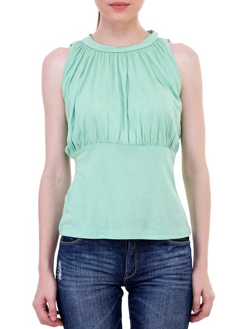 solid mint green viscose top - 11790746 - Very Small Image - 1