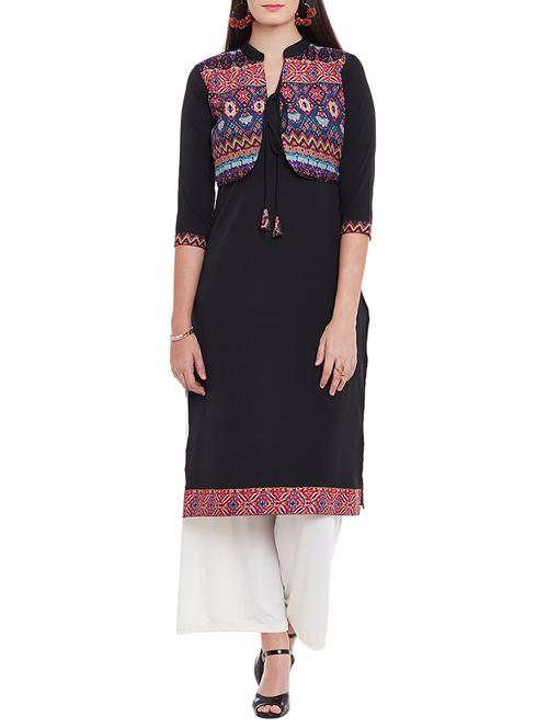 azira black jacket style kurta - 11791799 - Very Small Image - 1