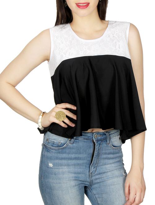 black crepe crop top - 11792126 - Very Small Image - 1