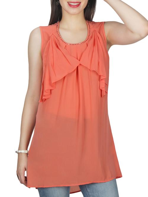orange ruffle tunic - 11792135 - Very Small Image - 1