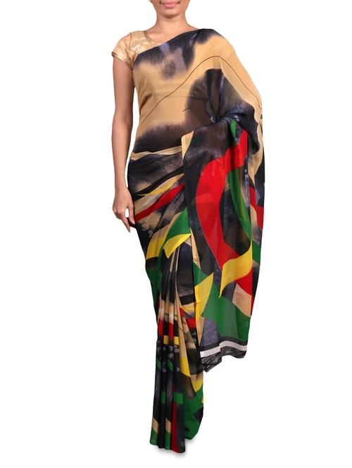 multicolour printed chiffon saree - 1179549 - Very Small Image - 1