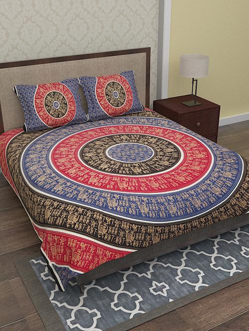 multicolored printed cotton double bed sheet set - 11806209 - Very Small Image - 1