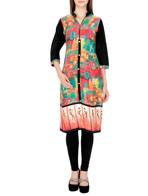 multi colored rayon straight kurta - 11807612 - Very Small Image - 1