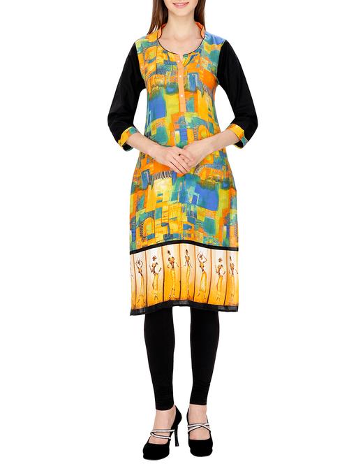 orange rayon straight kurta - 11807614 - Very Small Image - 1