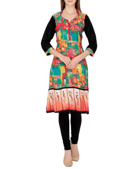 multi colored rayon straight kurta - 11807615 - Very Small Image - 1