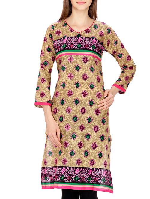 pink cotton straight kurta - 11807633 - Very Small Image - 1