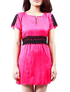 pink georgette fit & flare dress - 11807956 - Very Small Image - 1