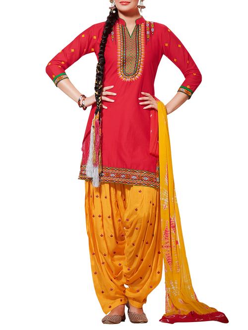 pink cotton dress material - 11809875 - Very Small Image - 1