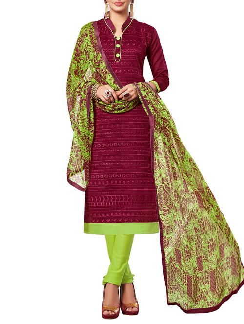 purple cotton dress material - 11809890 - Very Small Image - 1