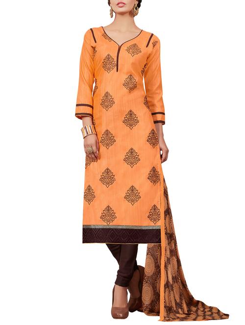 orange cotton dress material - 11809891 - Very Small Image - 1