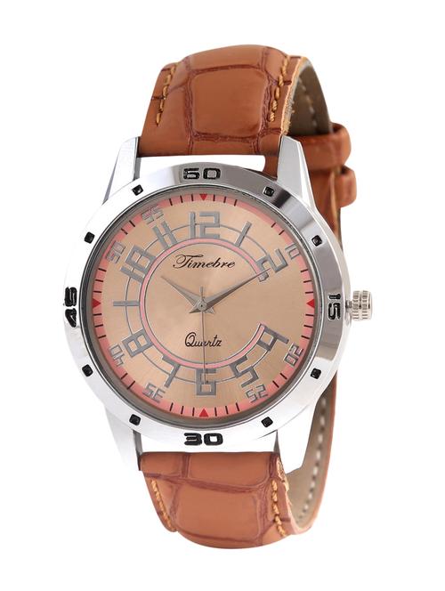timebre men khaki leather casual watch - 11817291 - Very Small Image - 1