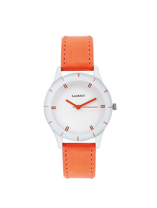 orange leather analog wrist watch - 11818010 - Very Small Image - 1