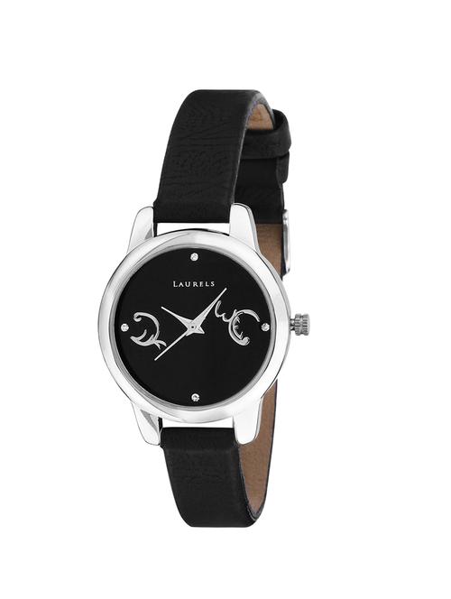 black leather analog wrist watch - 11818829 - Very Small Image - 1