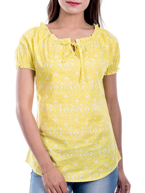 yellow cotton printed top - 11820650 - Very Small Image - 1