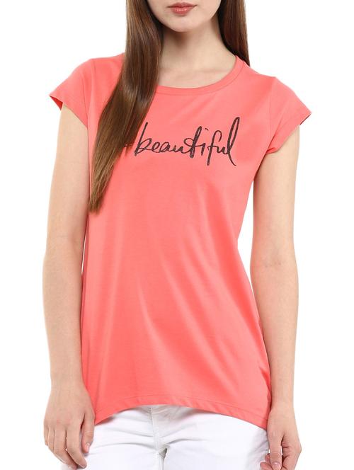 pink cotton printed tee - 11824967 - Very Small Image - 1