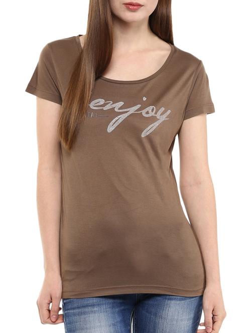 brown cotton printed tee - 11824980 - Very Small Image - 1