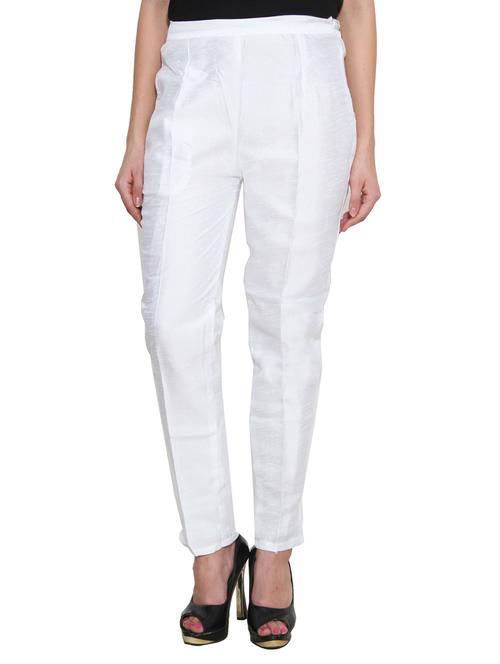 white silk blend cigarette pant - 11825474 - Very Small Image - 1