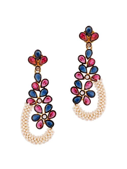 multi colored brass drop earrings - 11826935 - Very Small Image - 1
