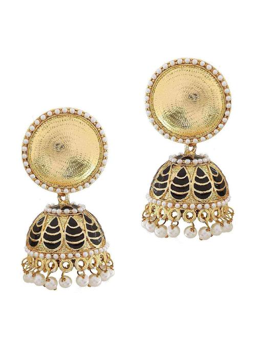 black copper jhumka earrings - 11827026 - Very Small Image - 1