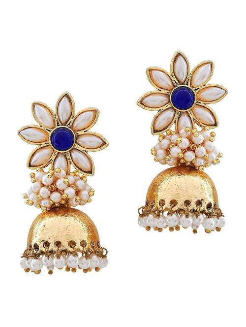 blue copper jhumka earrings - 11827030 - Very Small Image - 1
