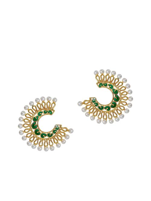 green copper pearl earrings - 11827040 - Very Small Image - 1