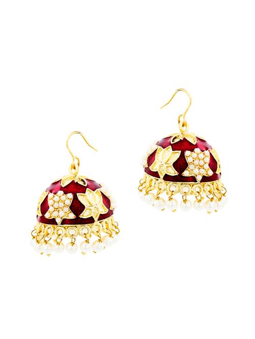 red copper meenakari earrings - 11827131 - Very Small Image - 1