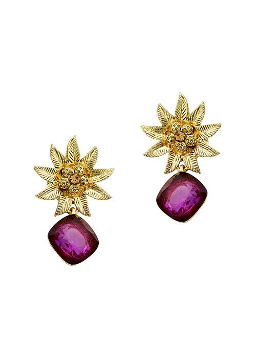 purple brass drop earrings - 11827145 - Very Small Image - 1