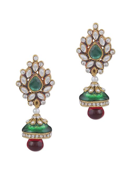 multicolour studded metallic earrings - 1182751 - Very Small Image - 1