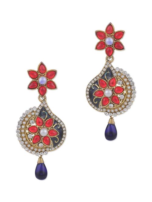 multi color studded metallic drop (set of 2) earrings - 1182758 - Very Small Image - 1