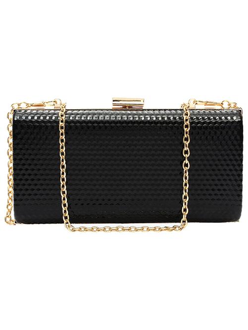 solid b;ack textured leatherette clutch - 11828293 - Very Small Image - 1
