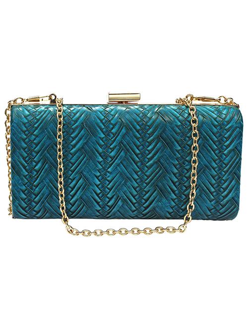 teal blue leatherette clutch - 11828295 - Very Small Image - 1