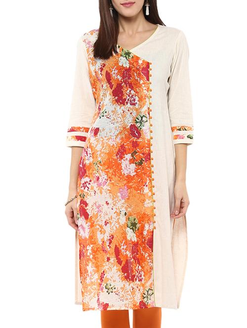 orange cotton straight kurta - 11828467 - Very Small Image - 1